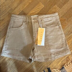 Women's Tan Shorts. Stretch fit.